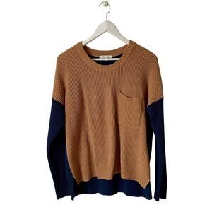 Madewell Oversized Navy And Brown Color-Block Sweater Size Medium
